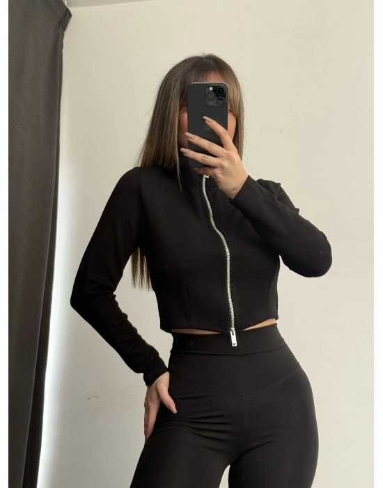 Shan Fermuarlı Hırka - Siyah