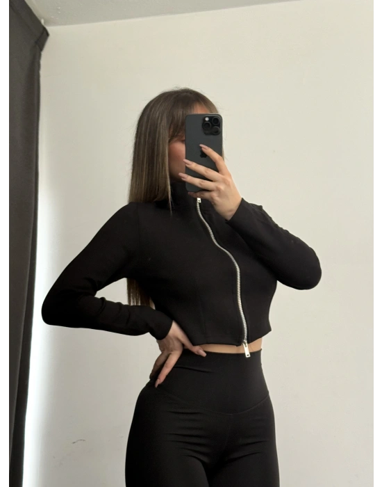 Shan Fermuarlı Hırka - Siyah