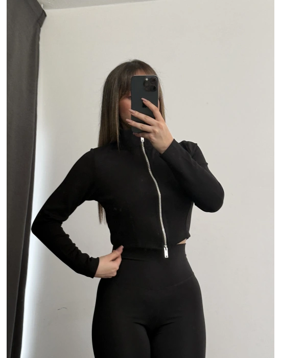 Shan Fermuarlı Hırka - Siyah