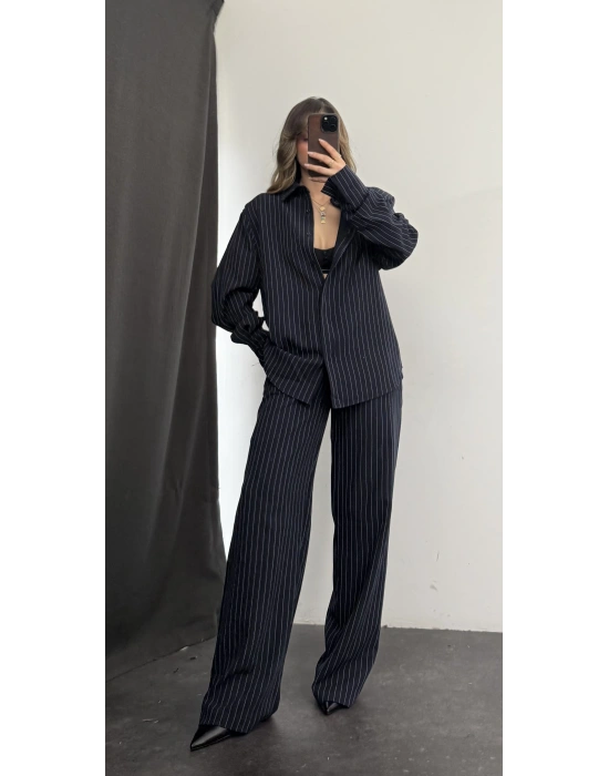 Shay Maskülen Çizgili Takım - Lacivert