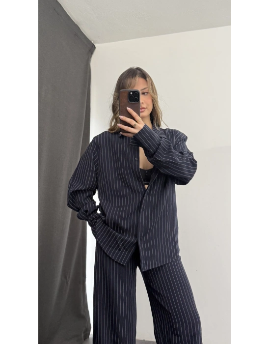 Shay Maskülen Çizgili Takım - Lacivert