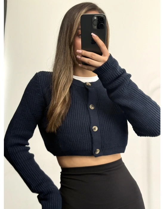 Sheela Crop Hırka - Lacivert