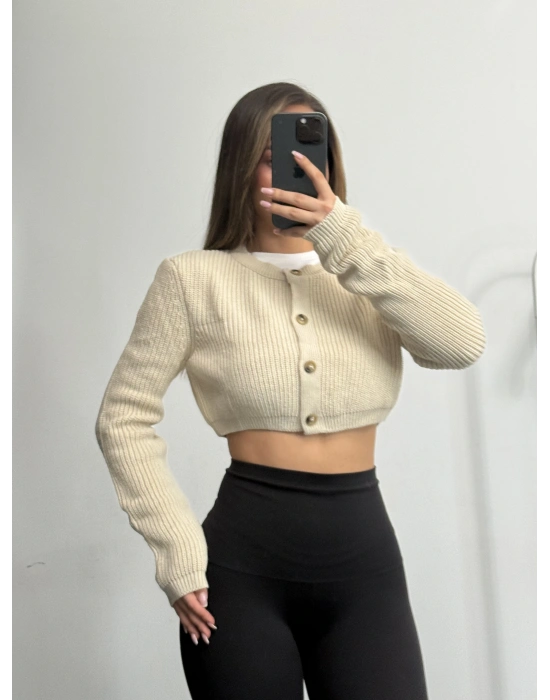 Sheela Crop Hırka - Taş