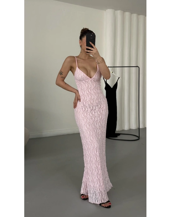 Shela Dantel Elbise - Pembe