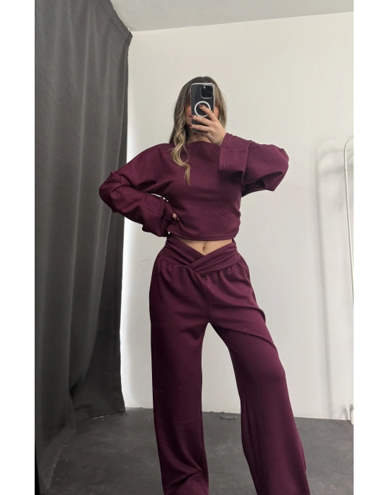 Shirley Bel Detay Takım - Bordo