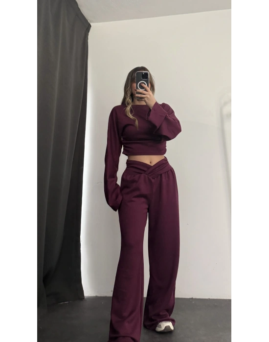 Shirley Bel Detay Takım - Bordo