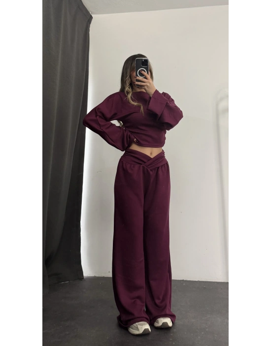 Shirley Bel Detay Takım - Bordo