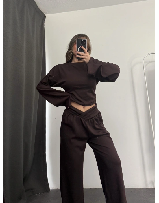 Shirley Bel Detay Takım - Kahve