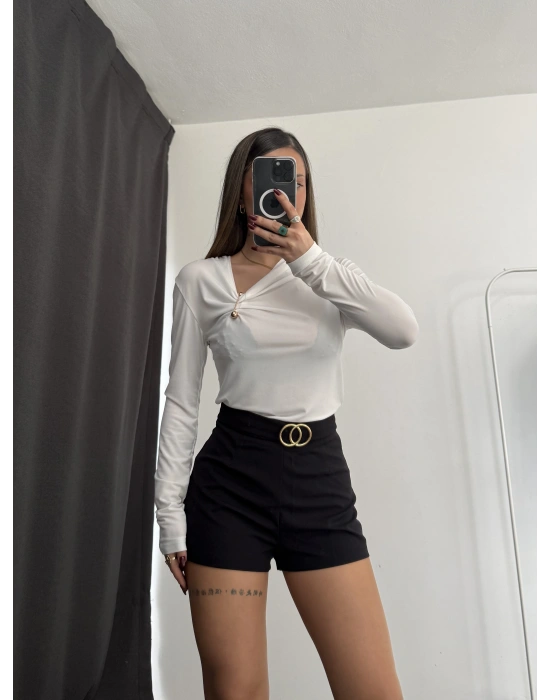 Sienna Toka Detay Bluz - Beyaz