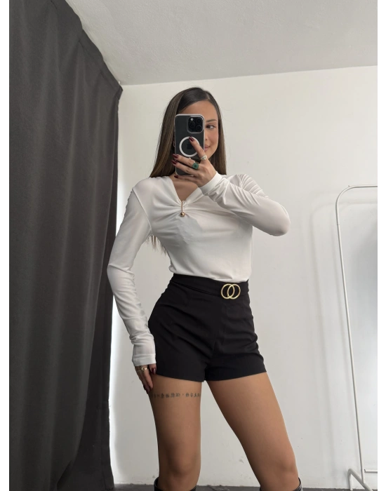 Sienna Toka Detay Bluz - Beyaz