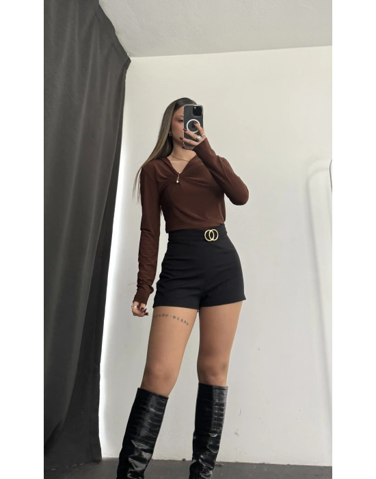 Sienna Toka Detay Bluz - Kahve