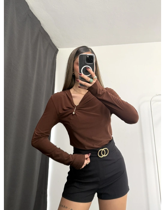 Sienna Toka Detay Bluz - Kahve