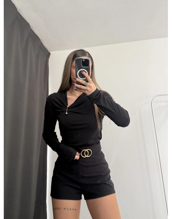 Sienna Toka Detay Bluz - Siyah