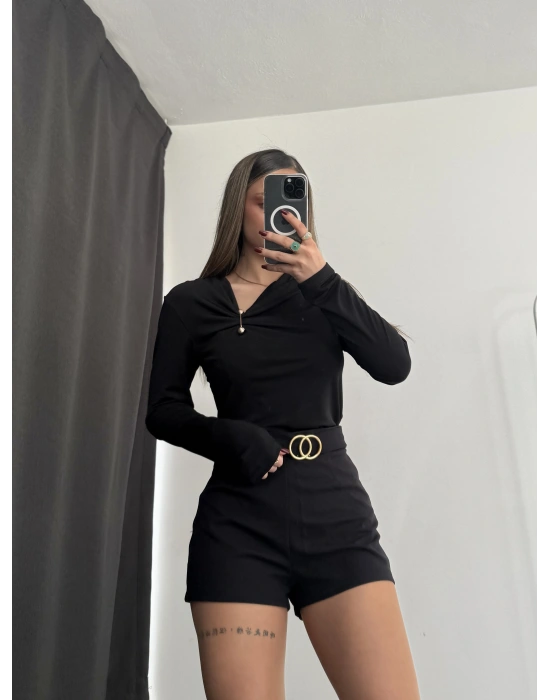 Sienna Toka Detay Bluz - Siyah