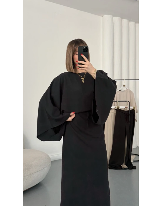 Sila Yarasa Kol Elbise - Siyah