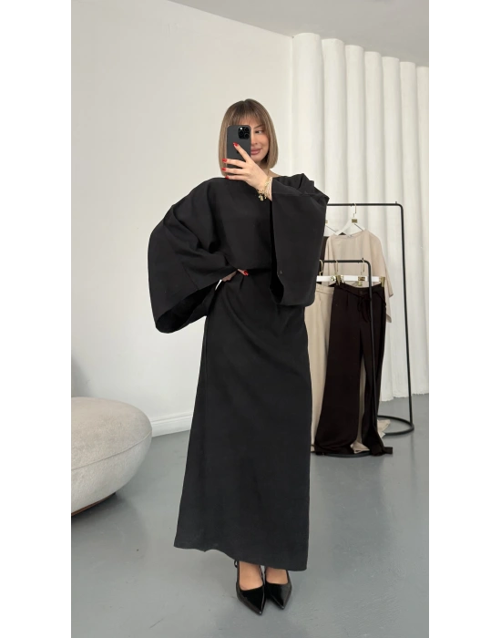 Sila Yarasa Kol Elbise - Siyah