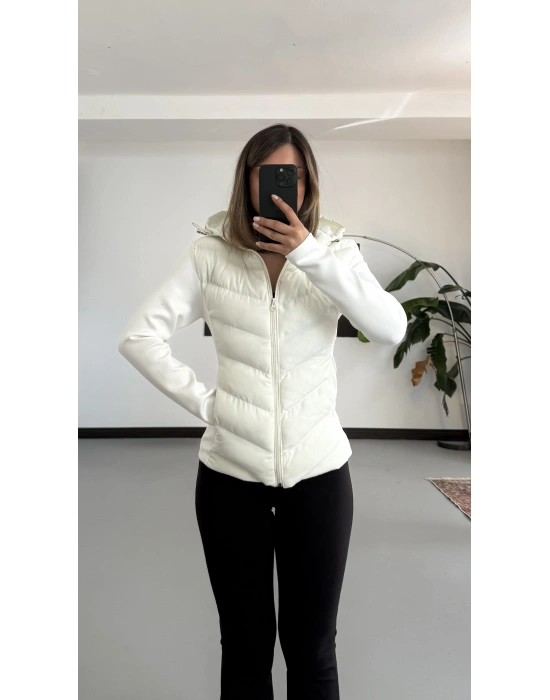 Silver Şişme Mont - Beyaz
