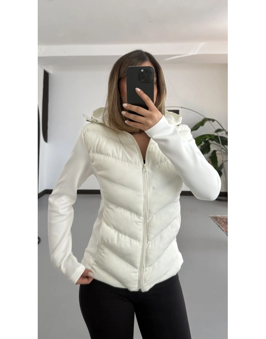 Silver Şişme Mont - Beyaz