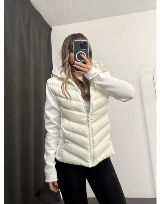 Silver Şişme Mont - Beyaz