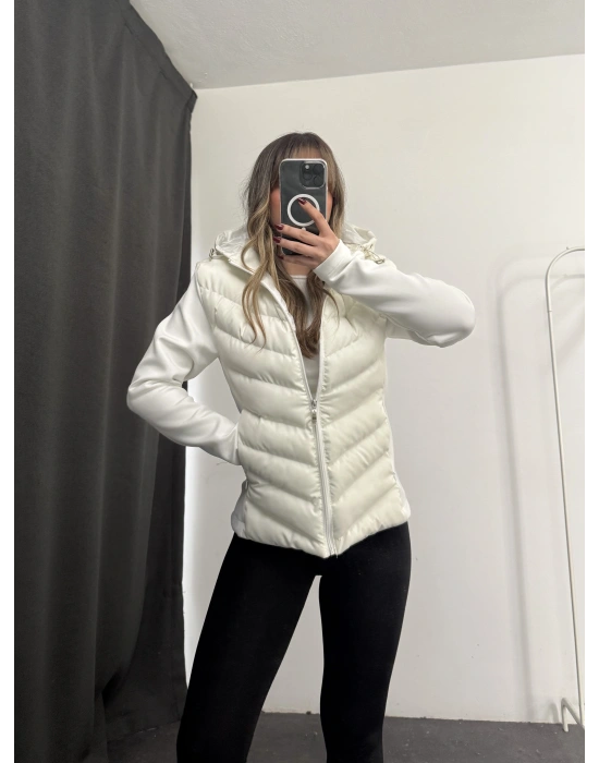 Silver Şişme Mont - Beyaz