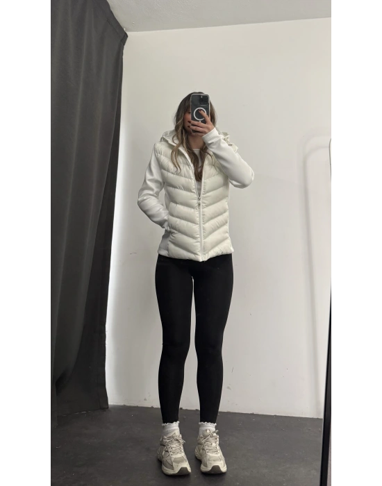 Silver Şişme Mont - Beyaz