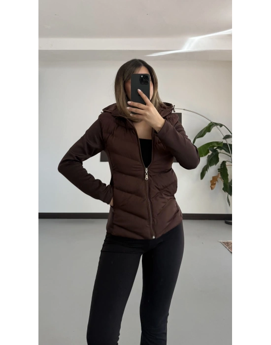 Silver Şişme Mont - Kahve