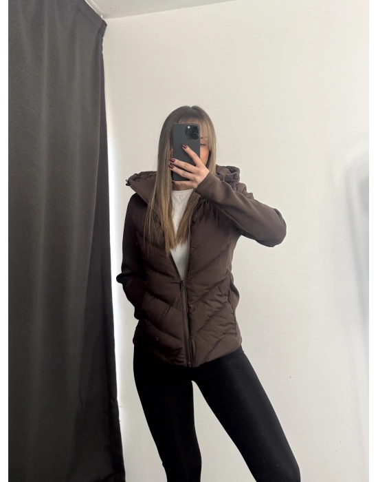 Silver Şişme Mont - Kahve