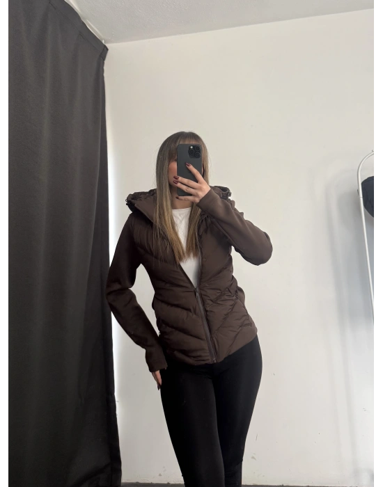 Silver Şişme Mont - Kahve