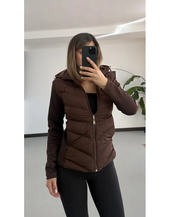 Silver Şişme Mont - Kahve