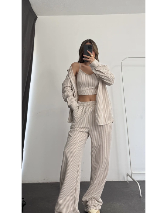 Silvia Gömlek Takım - Bej