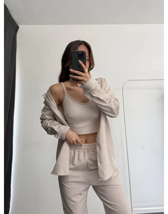 Silvia Gömlek Takım - Bej
