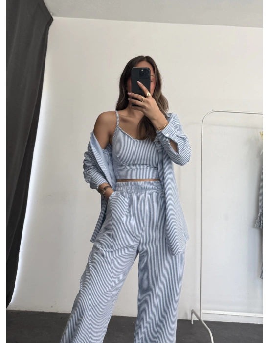 Silvia Gömlek Takım - Mavi