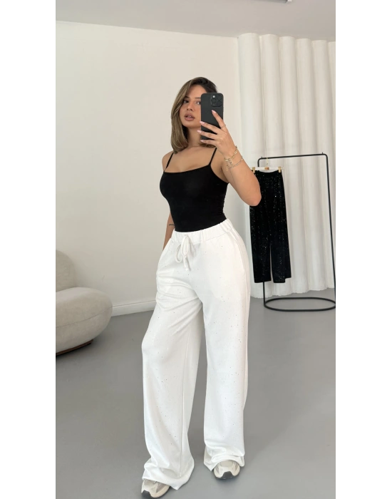 Simli Modal Eşofman - Beyaz