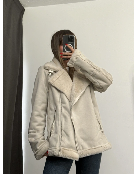 Sky Kürklü Ceket - Bej