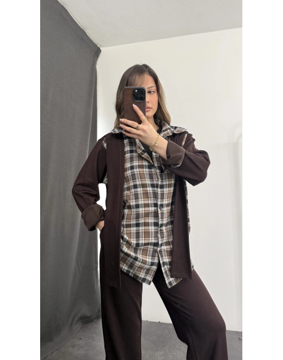 Skye Ekose Detaylı Takım - Kahve