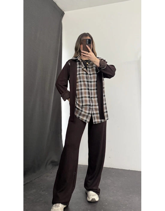 Skye Ekose Detaylı Takım - Kahve