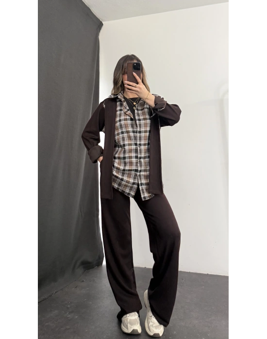 Skye Ekose Detaylı Takım - Kahve