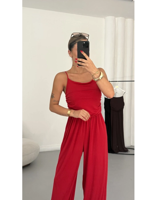 Sophia İp Askılı Tulum - Kırmızı