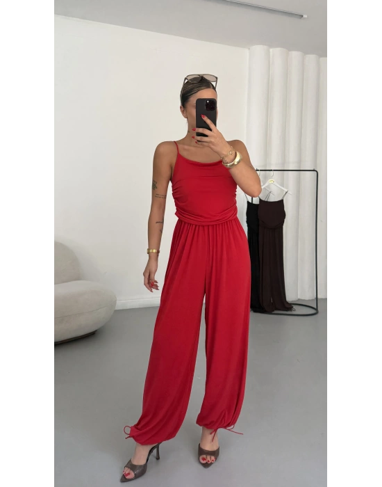 Sophia İp Askılı Tulum - Kırmızı