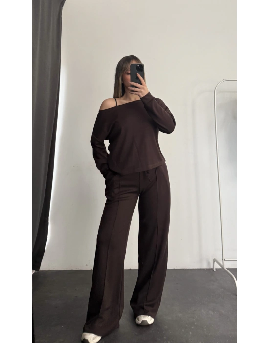 Stevie Kayık Yaka Takım - Kahve