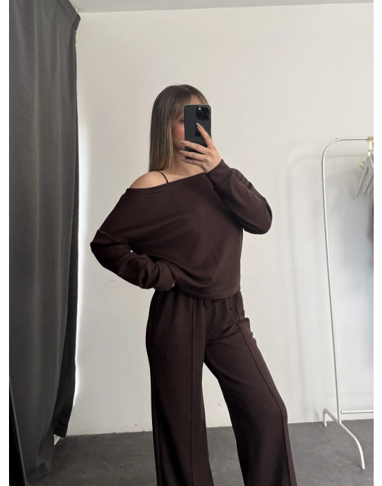 Stevie Kayık Yaka Takım - Kahve