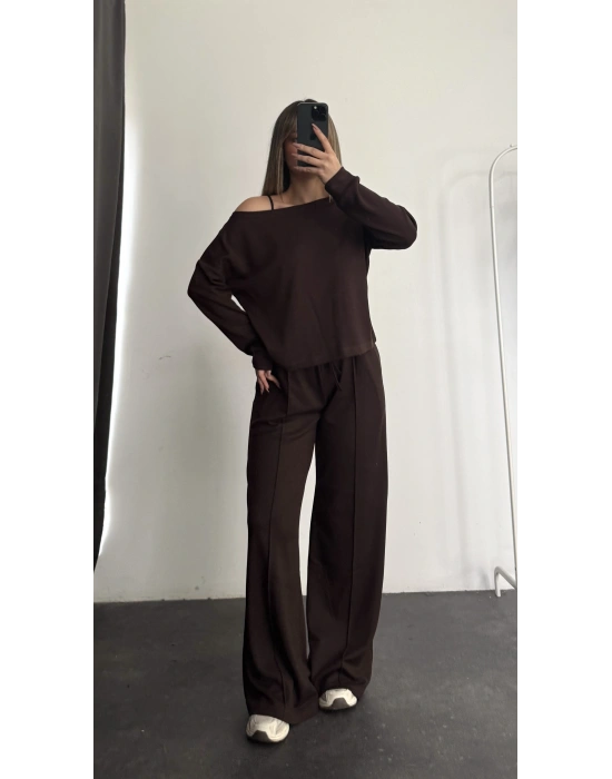 Stevie Kayık Yaka Takım - Kahve