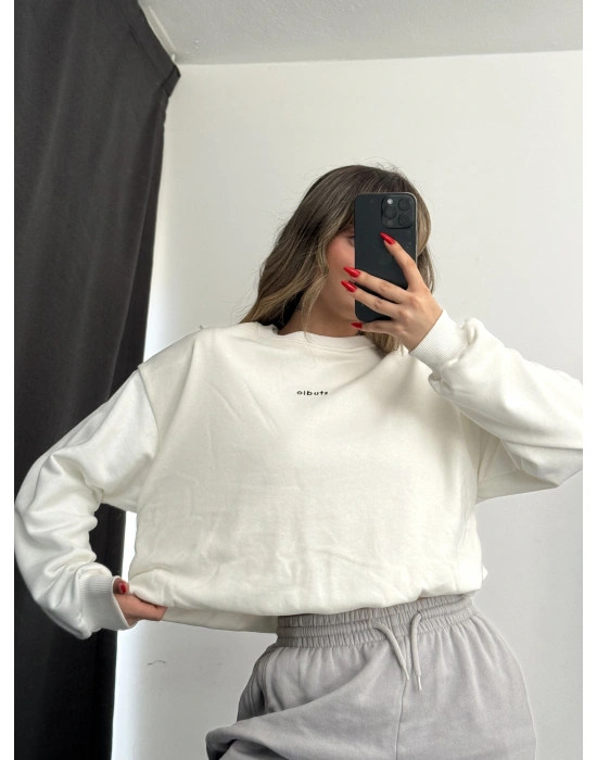 Studio Nakışlı Sweatshirt - Beyaz