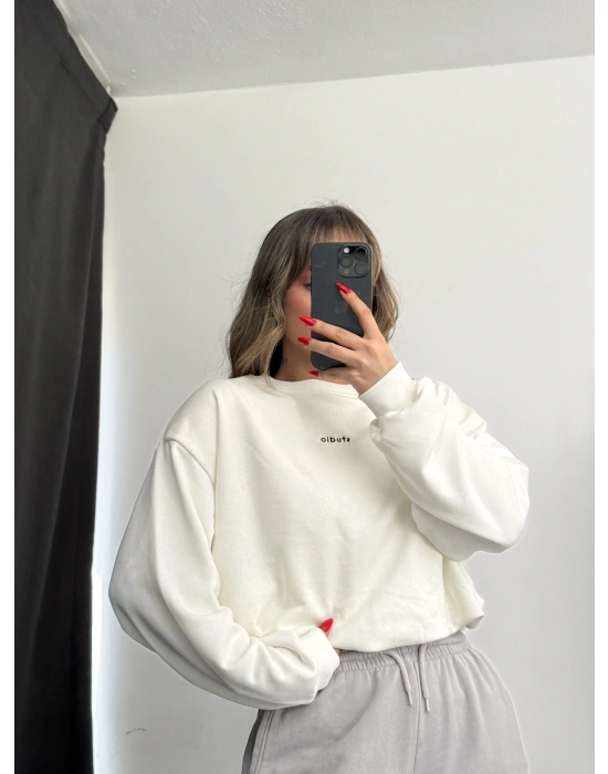 Studio Nakışlı Sweatshirt - Beyaz