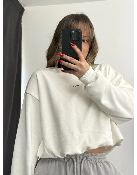 Studio Nakışlı Sweatshirt - Beyaz