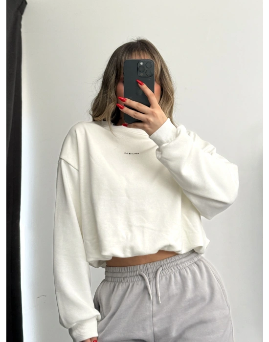 Studio Nakışlı Sweatshirt - Beyaz