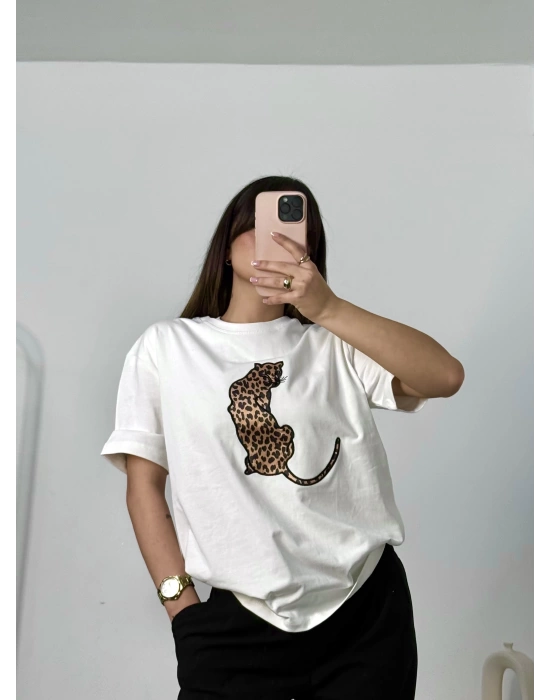 Tiger Oversize Tshirt - Beyaz