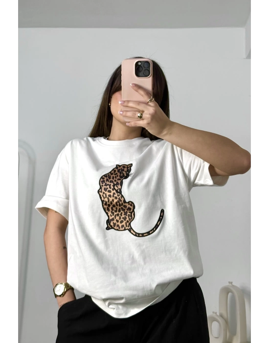 Tiger Oversize Tshirt - Beyaz