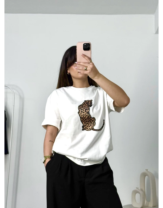 Tiger Oversize Tshirt - Beyaz