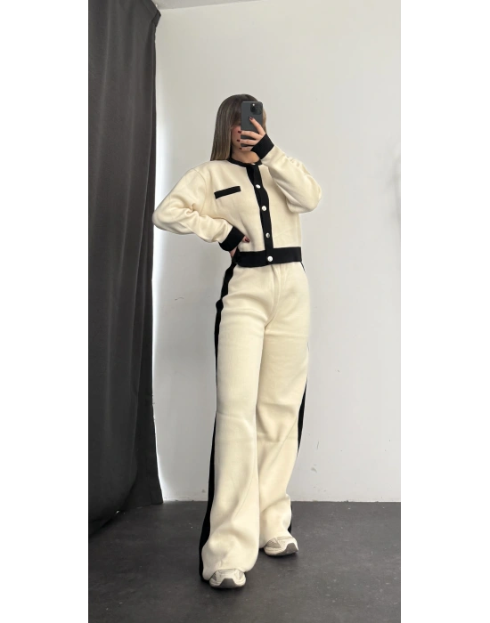 Tina Hırkalı Triko Takım - Taş